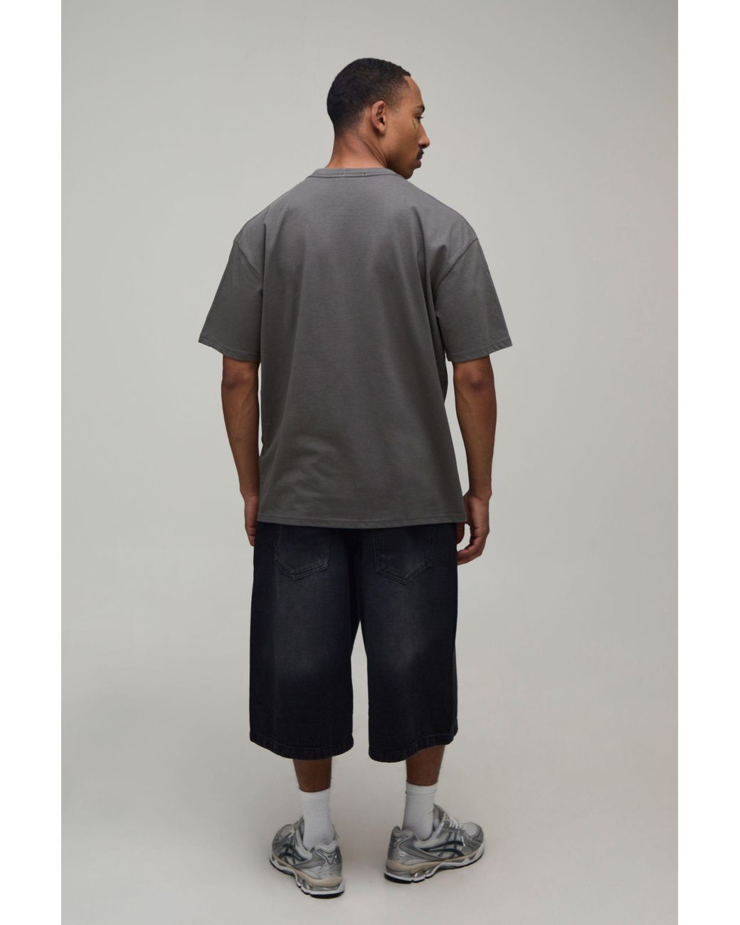 BoohooMAN Gray Oversized Gothic Over The Seams Print T-Shirt Cotton for men