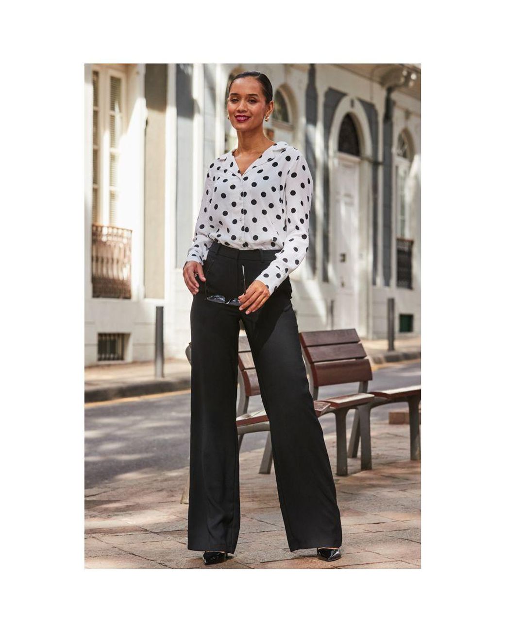 Sosandar White Ivory & Spot Print Shirt