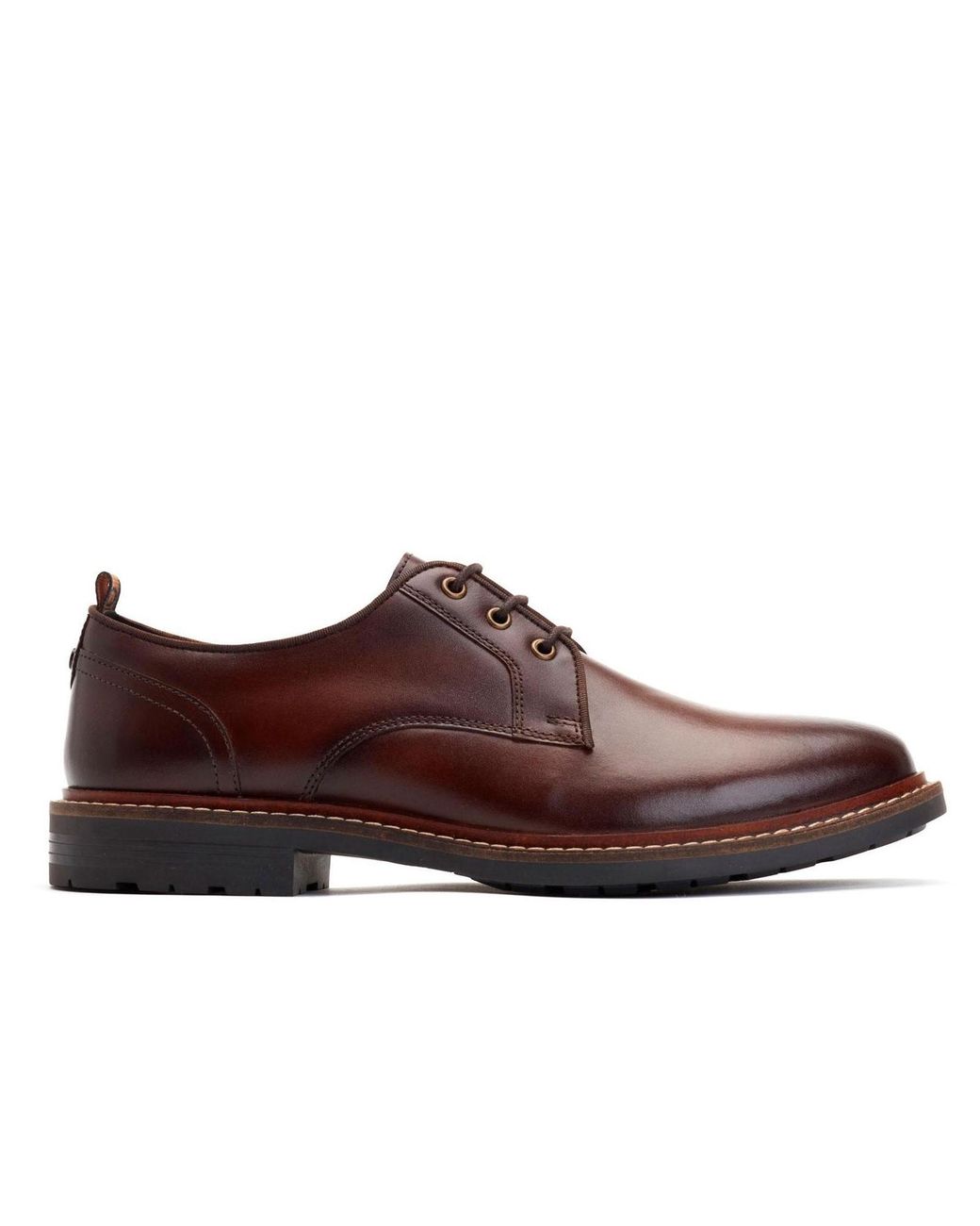 Base London Brown Dime Leather Derby Shoes for men