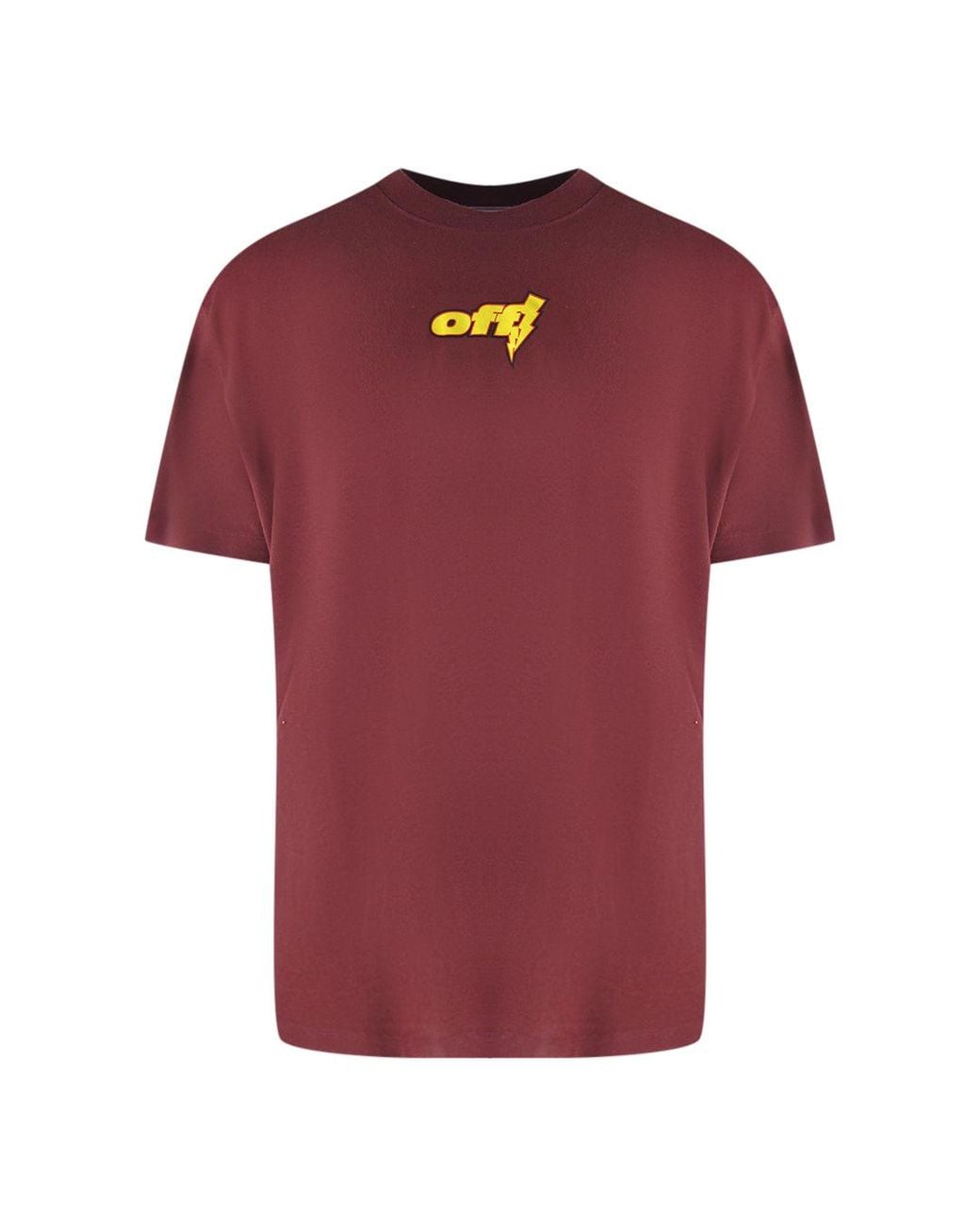 Off-White c/o Virgil Abloh Red Thunder Stable Oversized Fit Burgundy T-Shirt for men