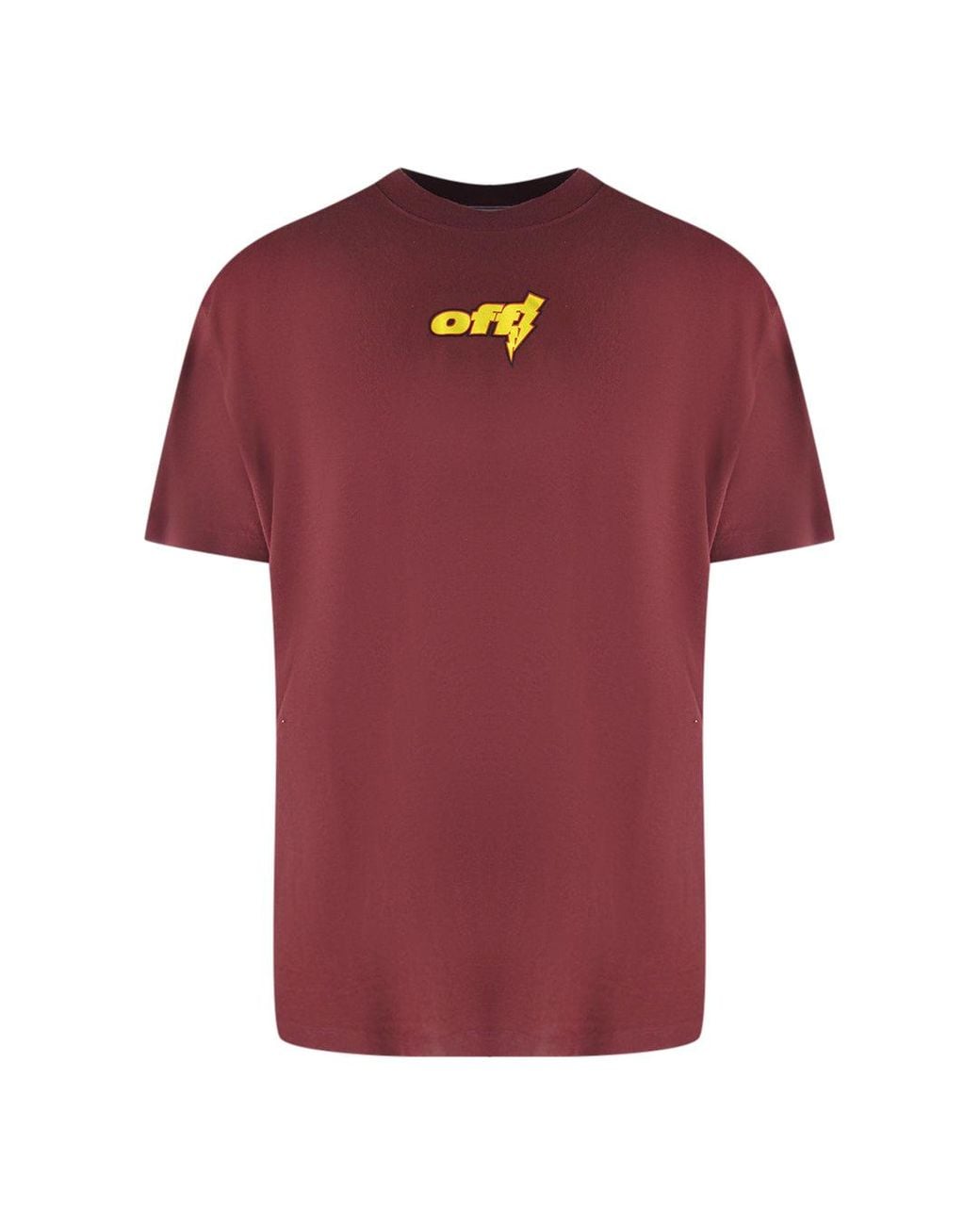Off-White c/o Virgil Abloh Red Thunder Stable Oversized Fit Burgundy T-Shirt for men