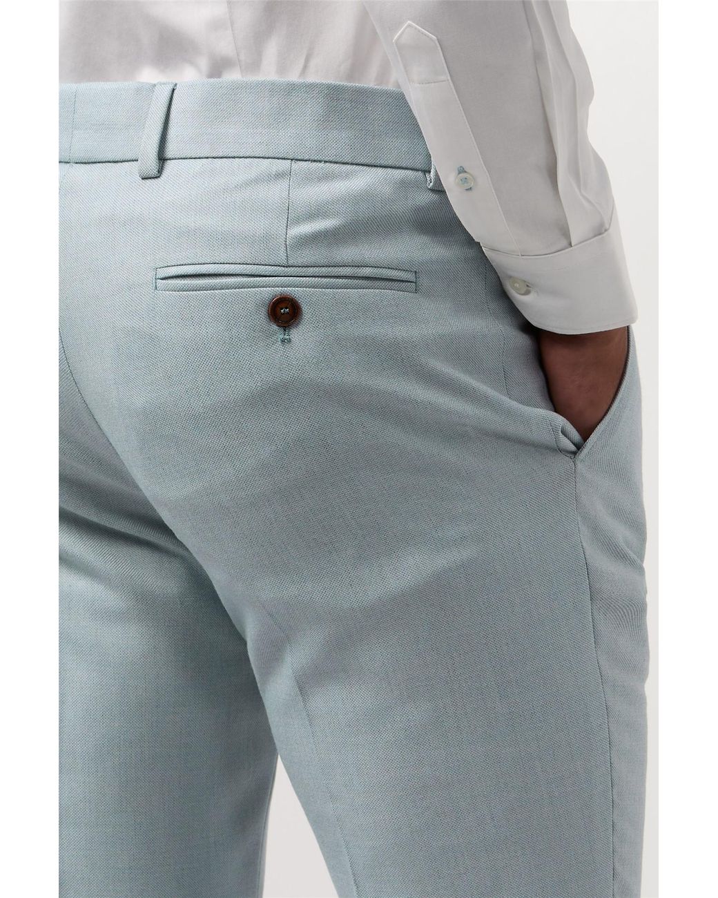 Antique Rogue Blue Flat Fronted Slim Fit Suit Trousers for men