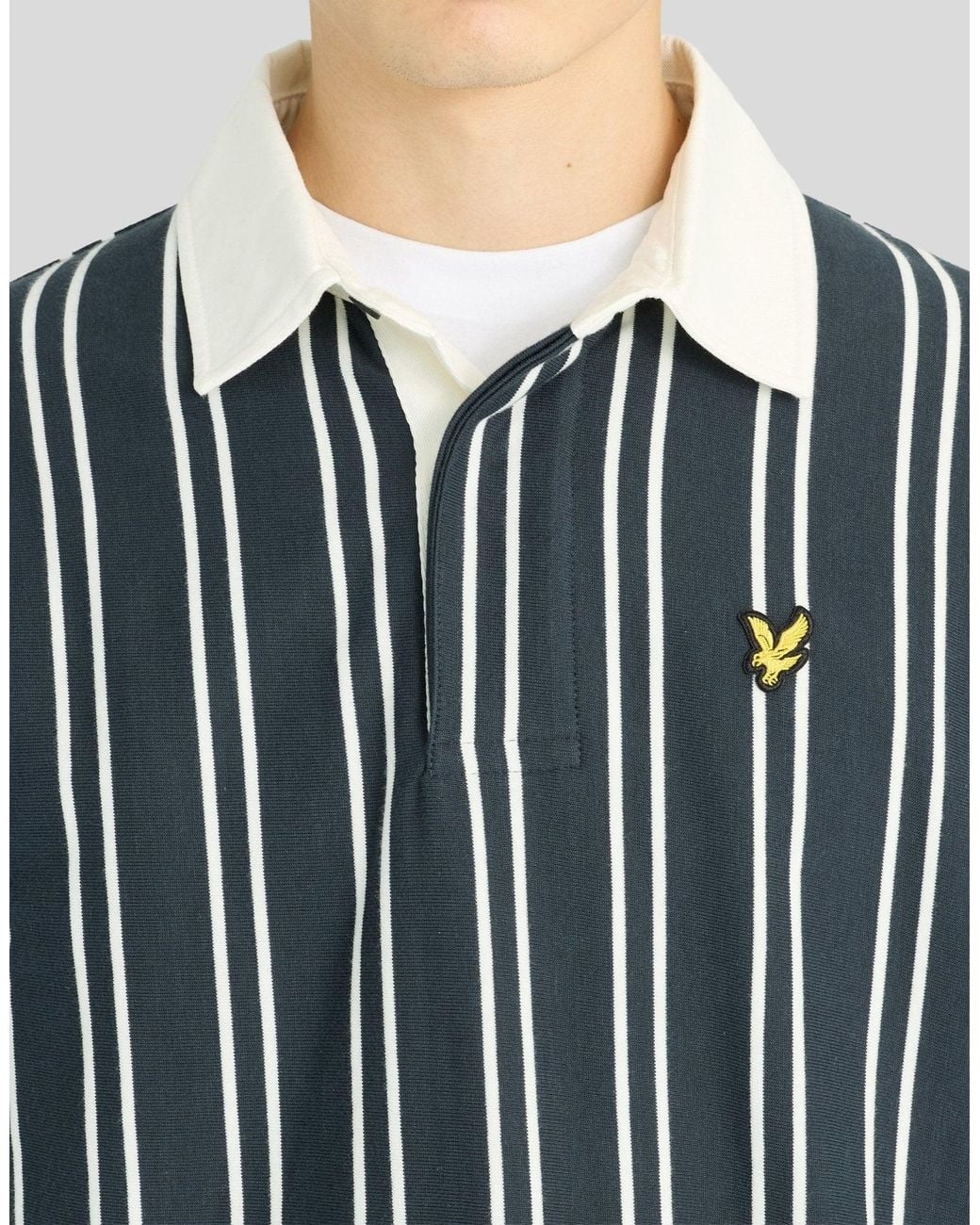 Lyle & Scott Blue Vertical Stripe Rugby Shirt for men