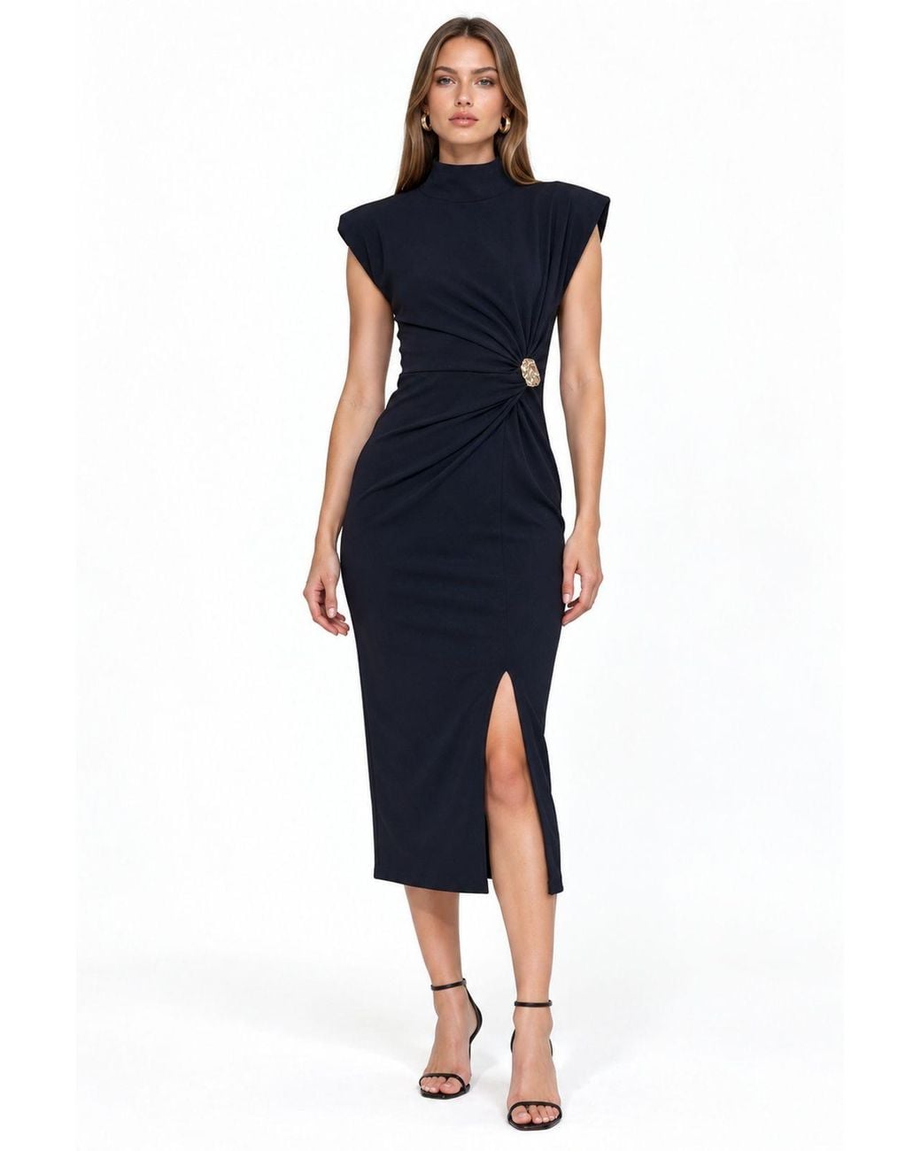 Busem Blue Half Turtleneck Midi Dress