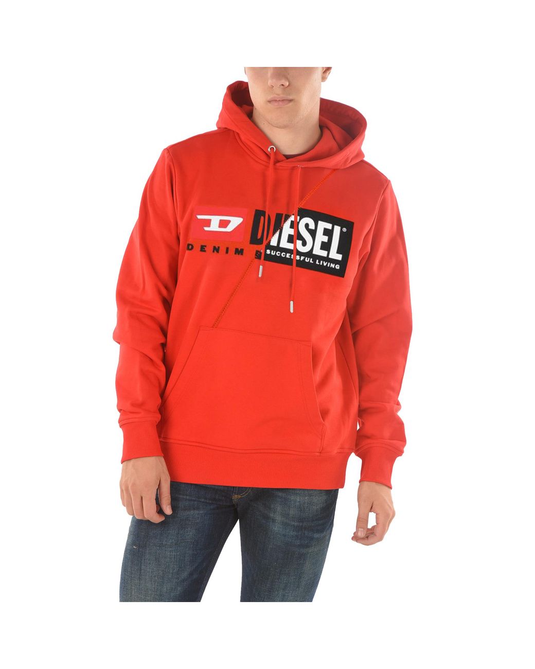 DIESEL Red S-Girk-Hood-Cuty Hoodies for men