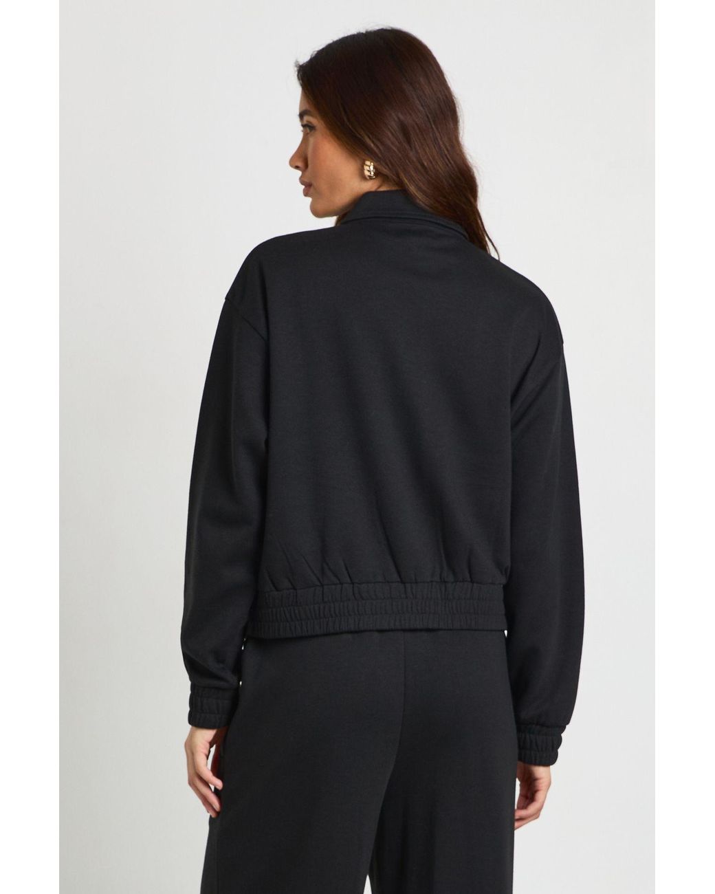 Boohoo Blue Interlock Cargo Pocket Zip Through Bomber Sweatshirt