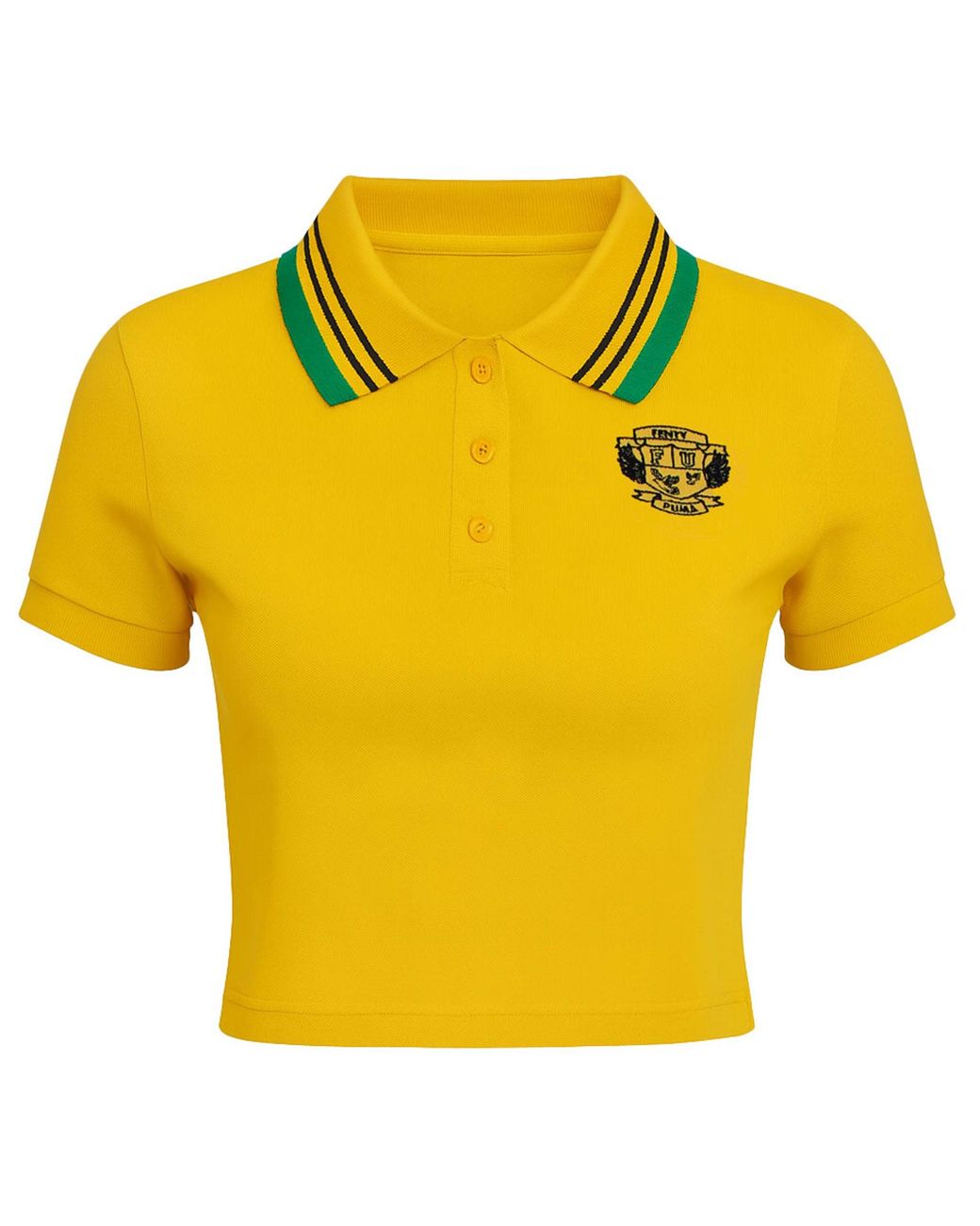 PUMA Yellow X Rihanna Fenty Cropped Polo Shirt Cotton
