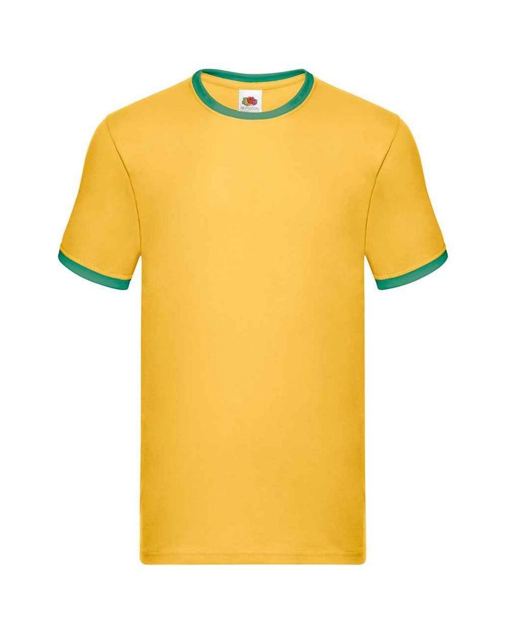 Fruit Of The Loom Yellow Ringer Contrast T-Shirt (Sunflower/Kelly) for men