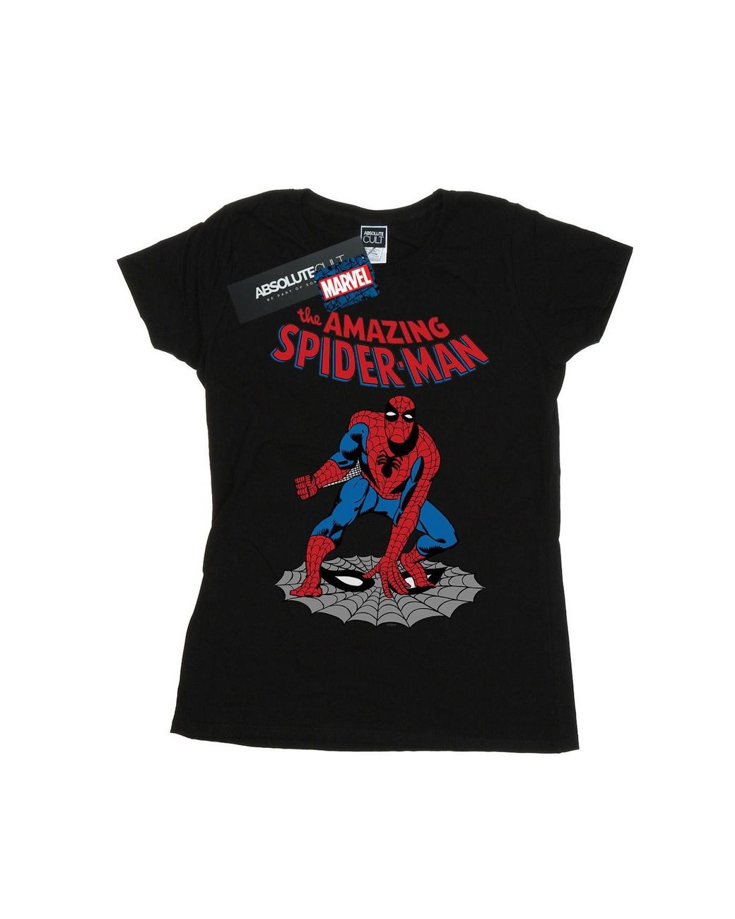 Marvel Black Ladies The Amazing Spider- Cotton T-Shirt