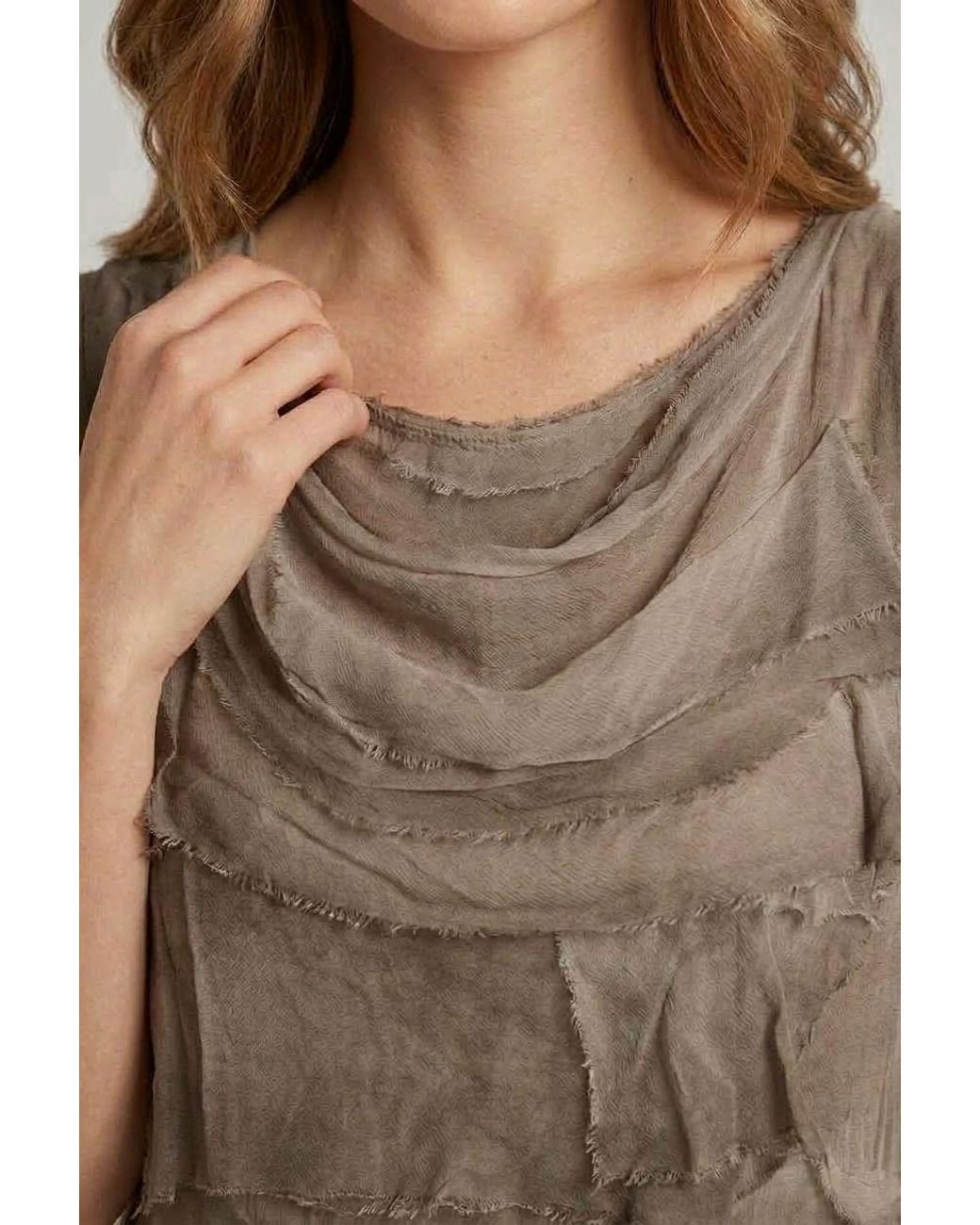 Izabel London Natural Polka Dot Print 3/4 Sleeve Relaxed Shirt
