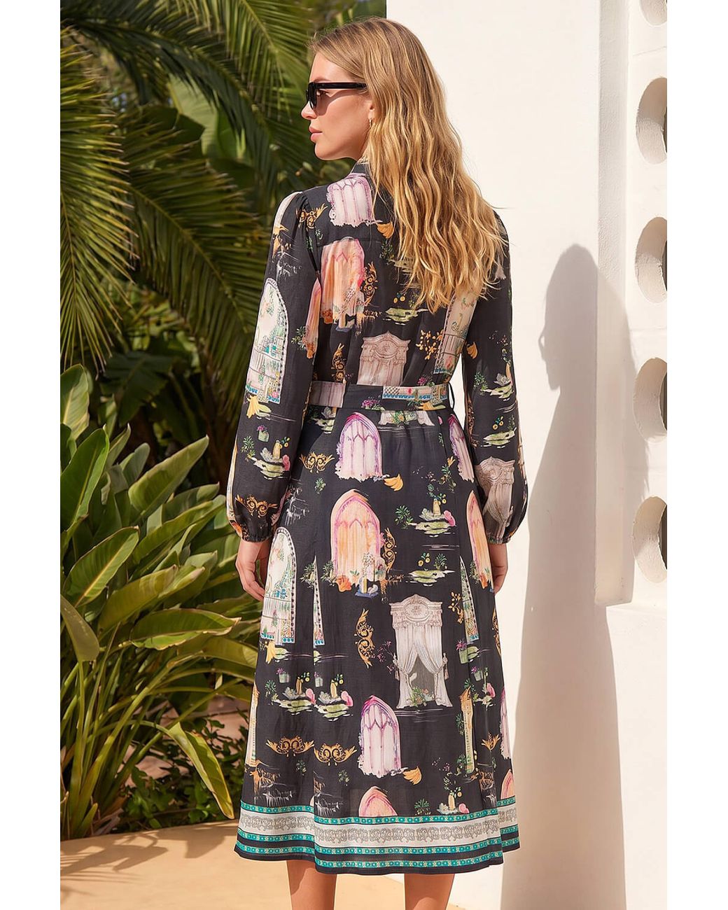 Roman Black Garden Border Shirt Dress