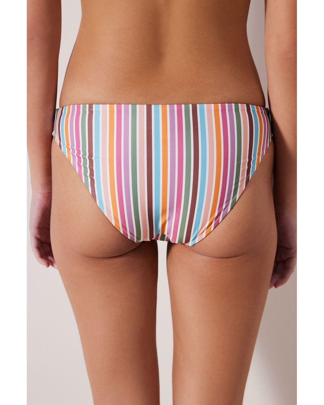 Penti Pink Striped Mid-Waist Bikini Bottoms
