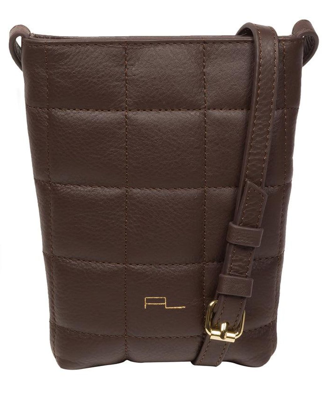 Pure Luxuries Brown 'Elouise' Hot Fudge Nappa Leather Cross Body Phone Bag
