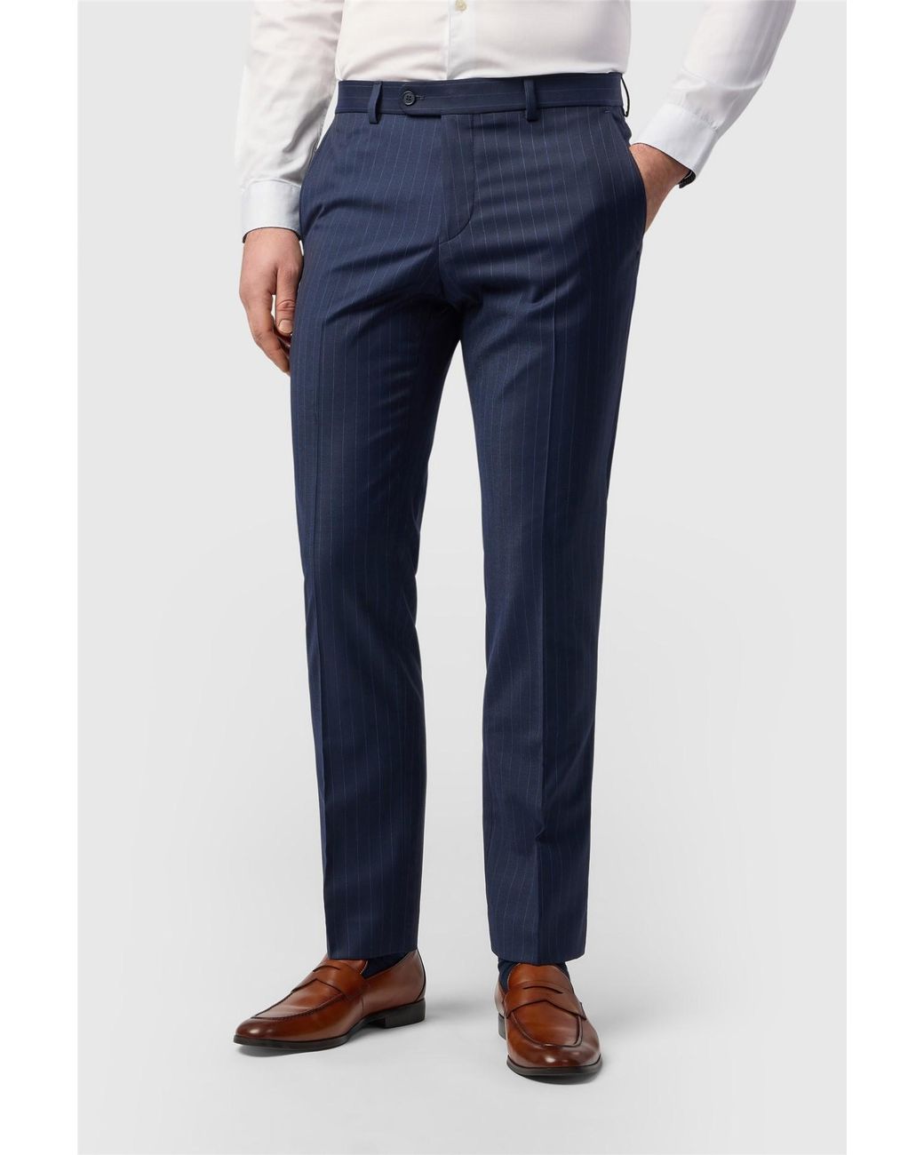 Ted Baker Blue Flat Fronted Slim Fit Suit Trousers for men