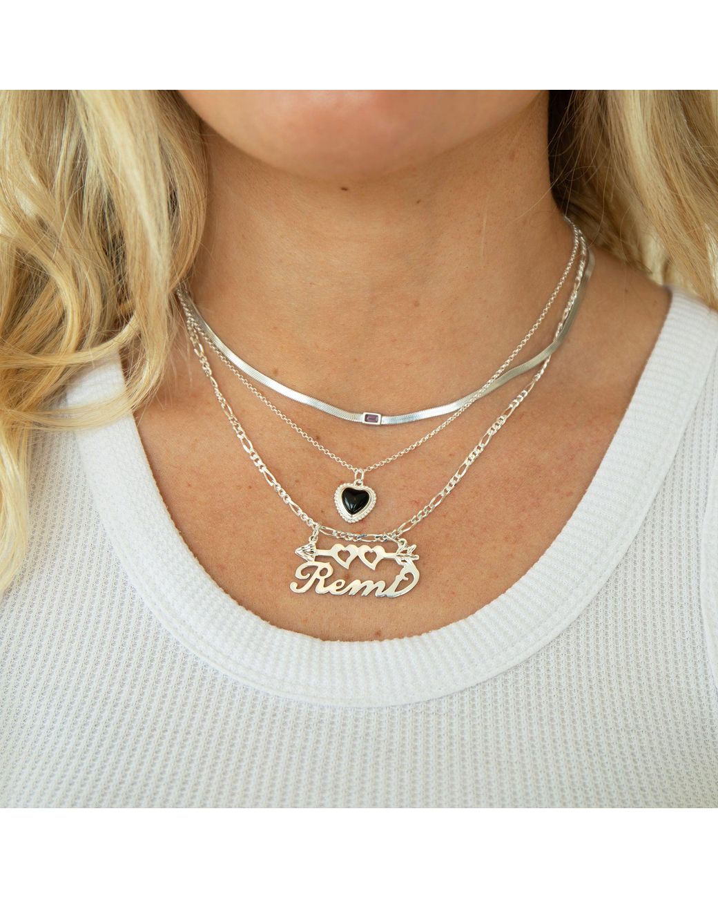 SEOL + GOLD Metallic Sterling Amethyst Cz Snake Chain Necklace Cotton