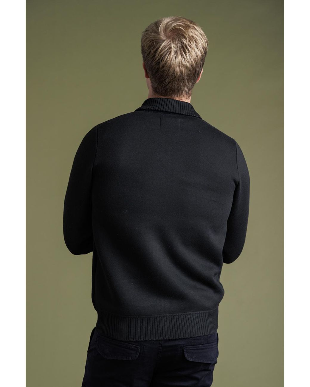 Kensington Eastside Black Zip-Through Cardigan With Fleece Lining for men