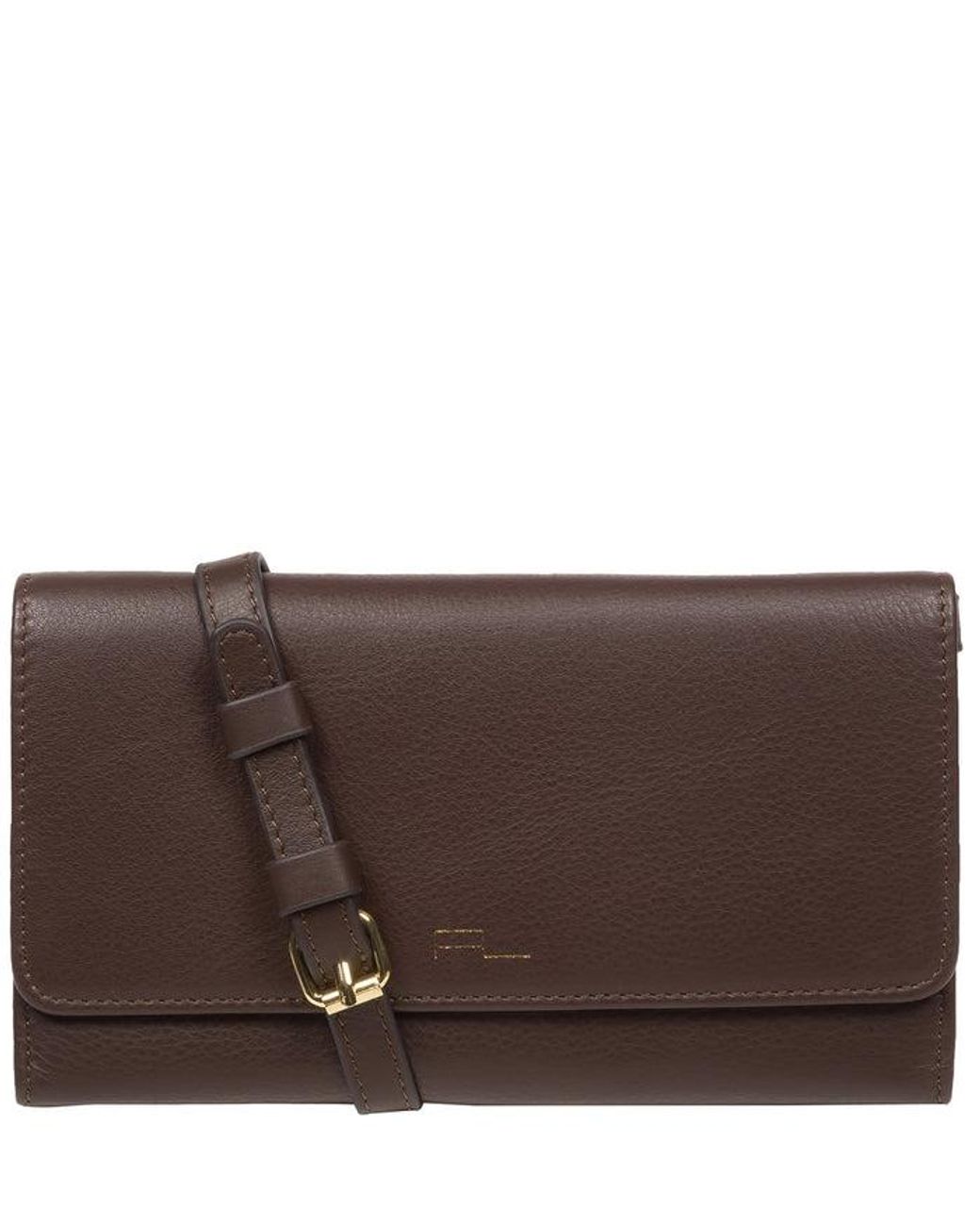 Pure Luxuries Brown 'Saffron' Hot Fudge Nappa Leather Cross Body Clutch Bag