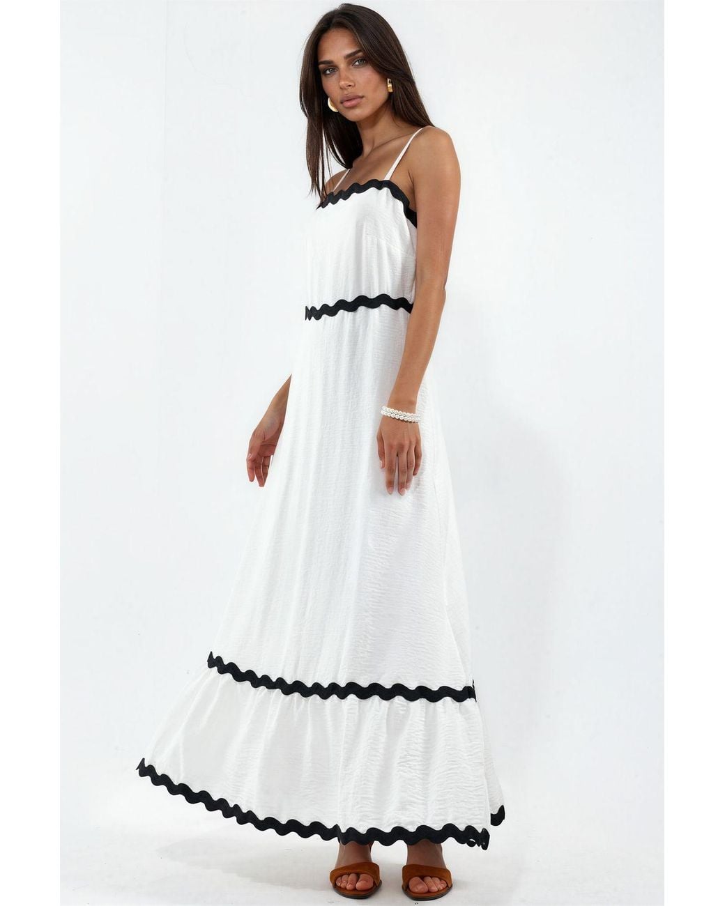 Msn-Collection White Strapless Linen Maxi Dress