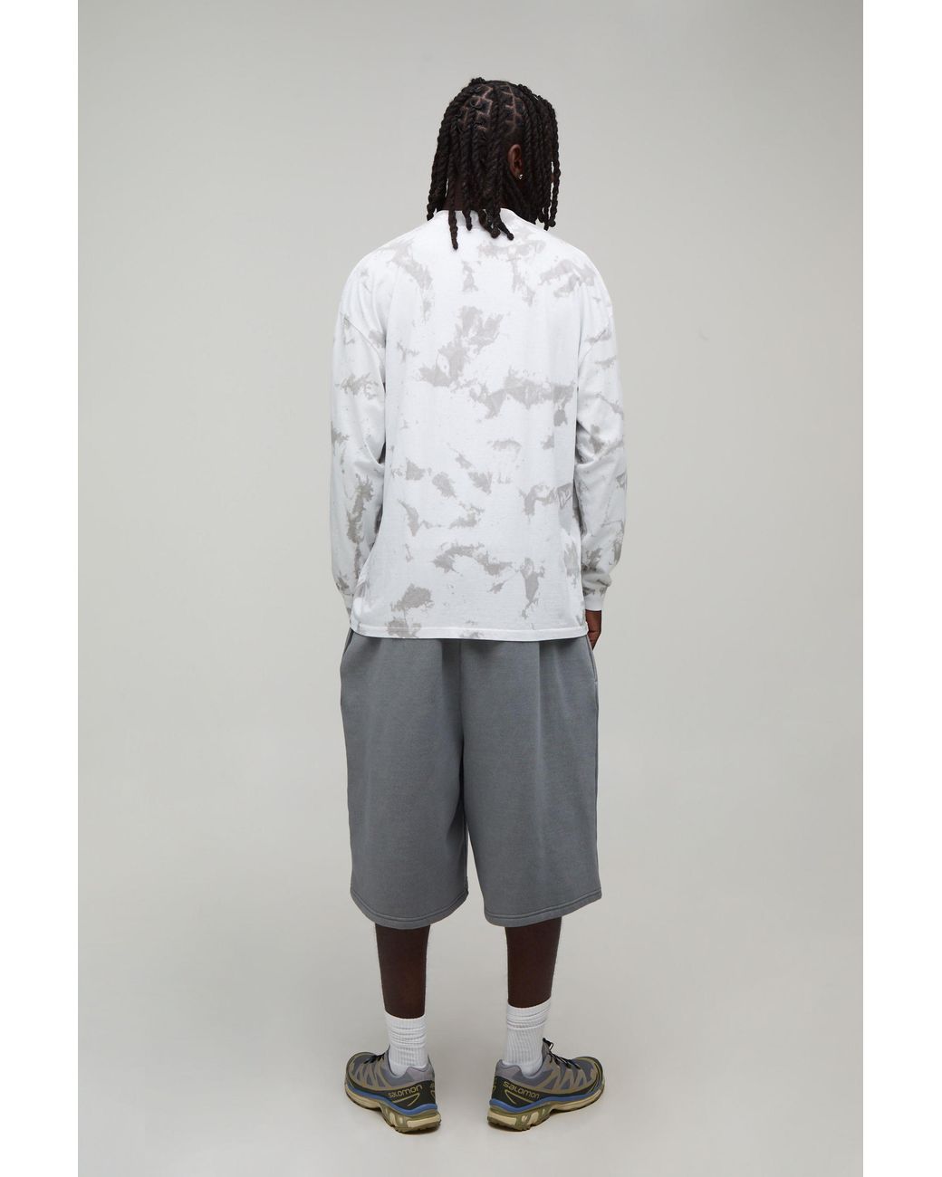 BoohooMAN White Oversized Tie Dye Official Print Long Sleeve T-Shirt for men