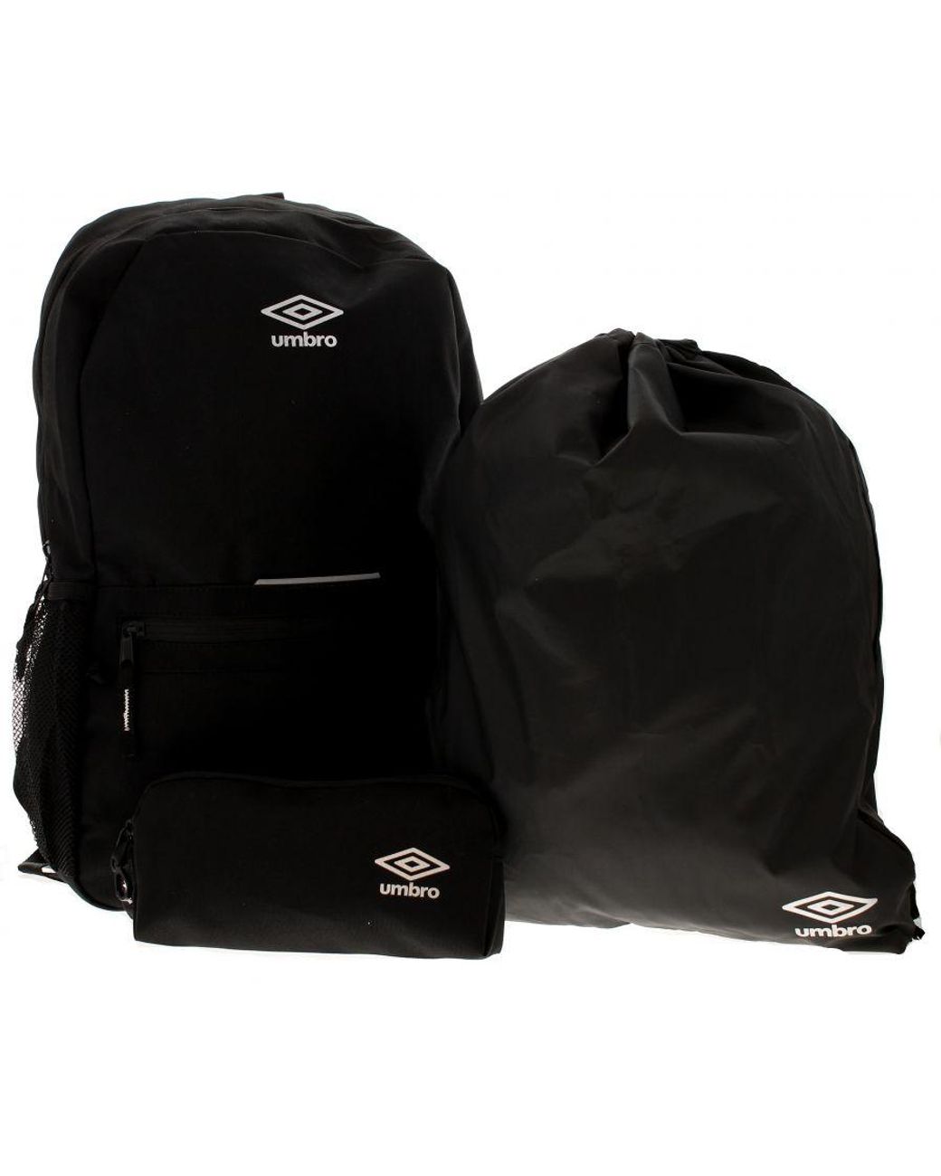 Umbro Black School Backpack Gym Bag Pencil Case Axis Back To Set Textile