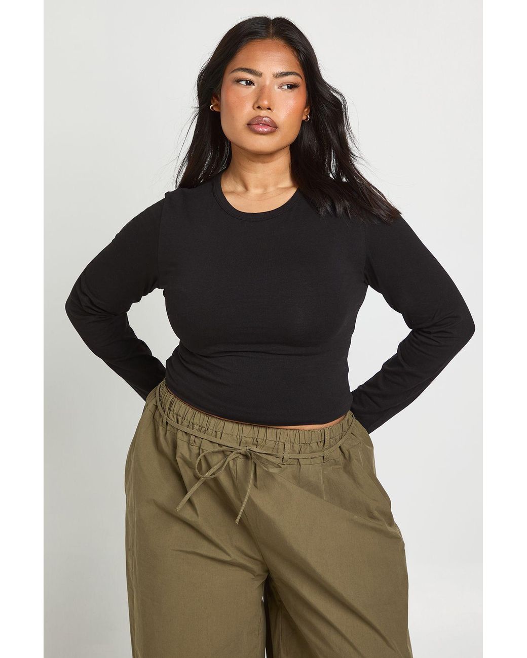 Boohoo Black Plus Basic Long Sleeve Fitted Top