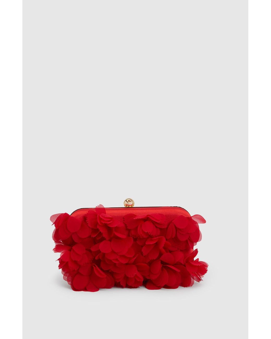 Oasis Red Pippa Petal Detail Clutch Bag