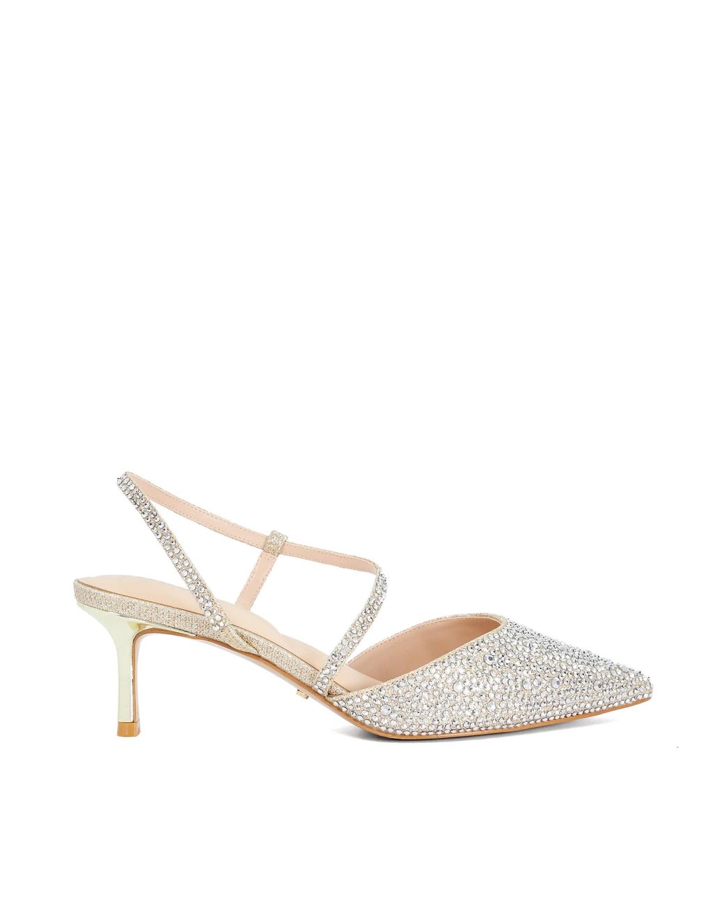 Dune White Wf Charmed Embellished Open Court Shoes