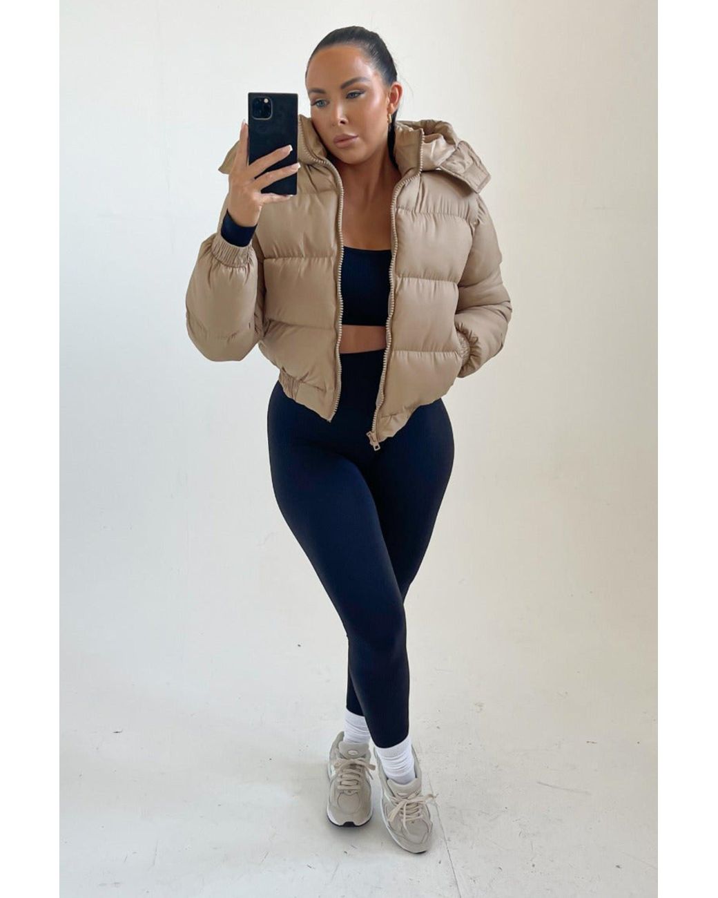 Femme Luxe Blue Padded Zip Up Hooded Puffer Jacket
