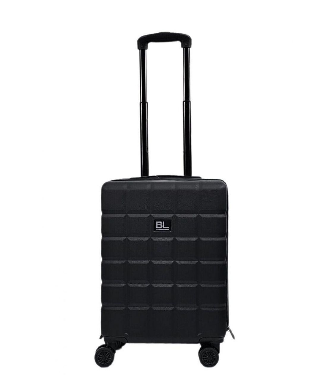 Infinity Leather Black Hard Shell Classic 8 Wheel Cabin Luggage Case Travel Suitcases Abs