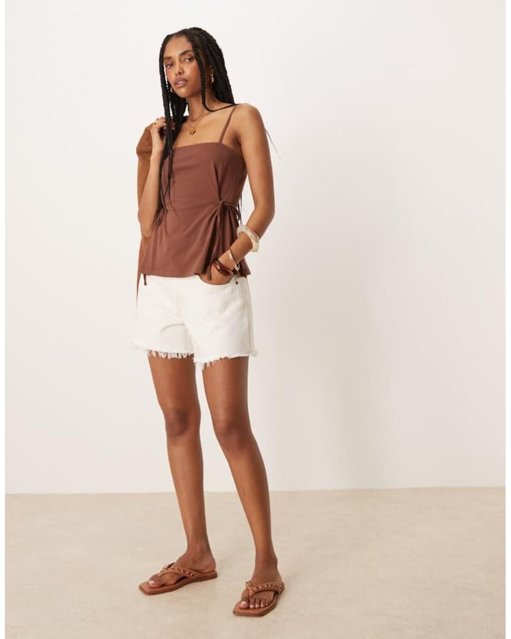 ASOS Natural Cinched Tie Side Cami