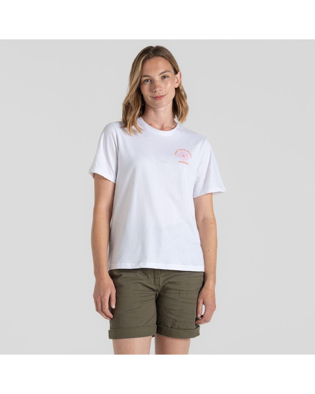 Craghoppers White Organic Cotton Floral T-Shirt