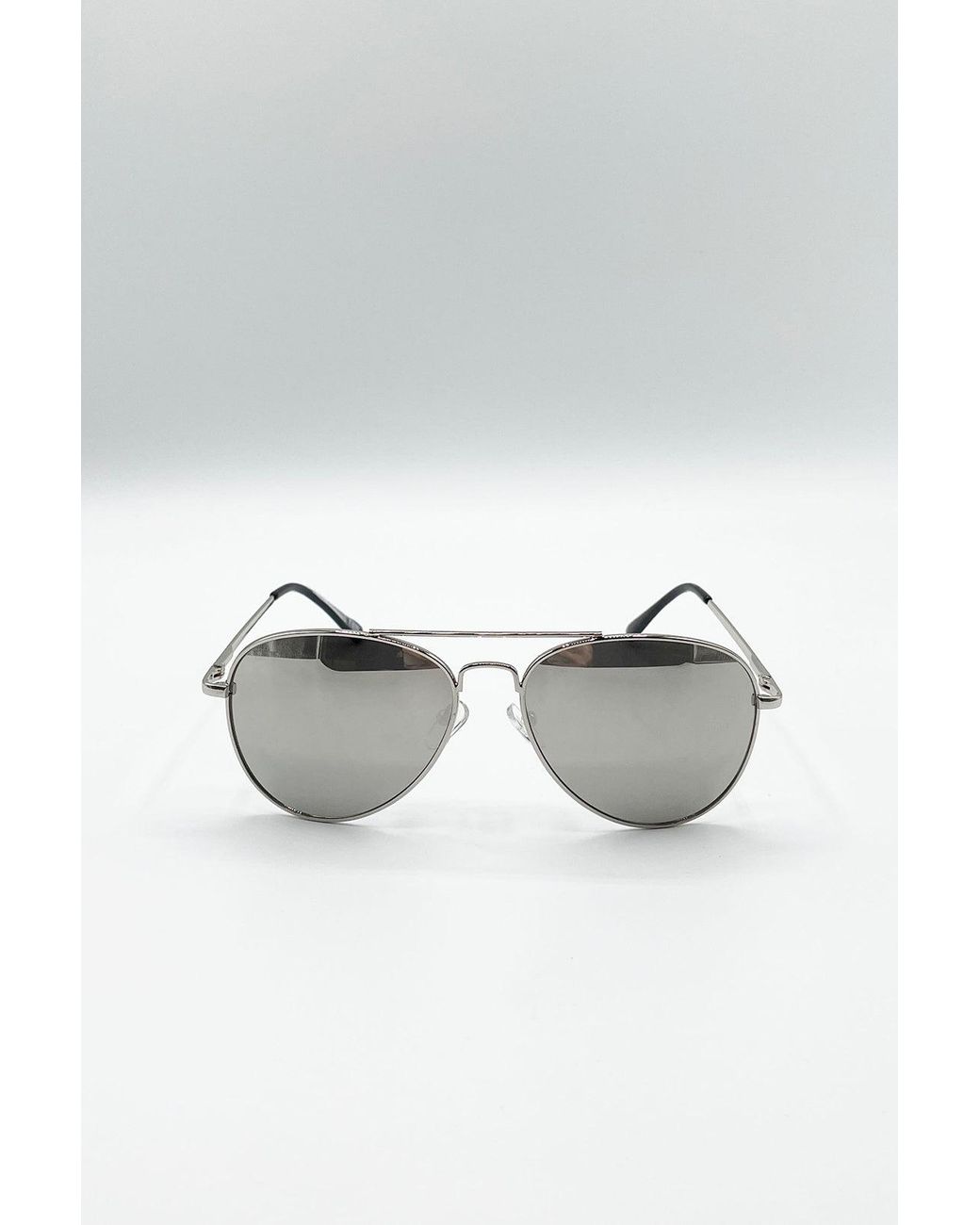 SVNX Metallic Aviator Sunglasses Frame With Mirrored Lenses