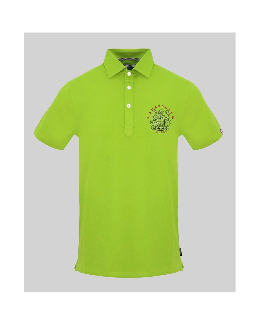 Aquascutum Green Collared Neck Short Sleeve Polo Shirt for men