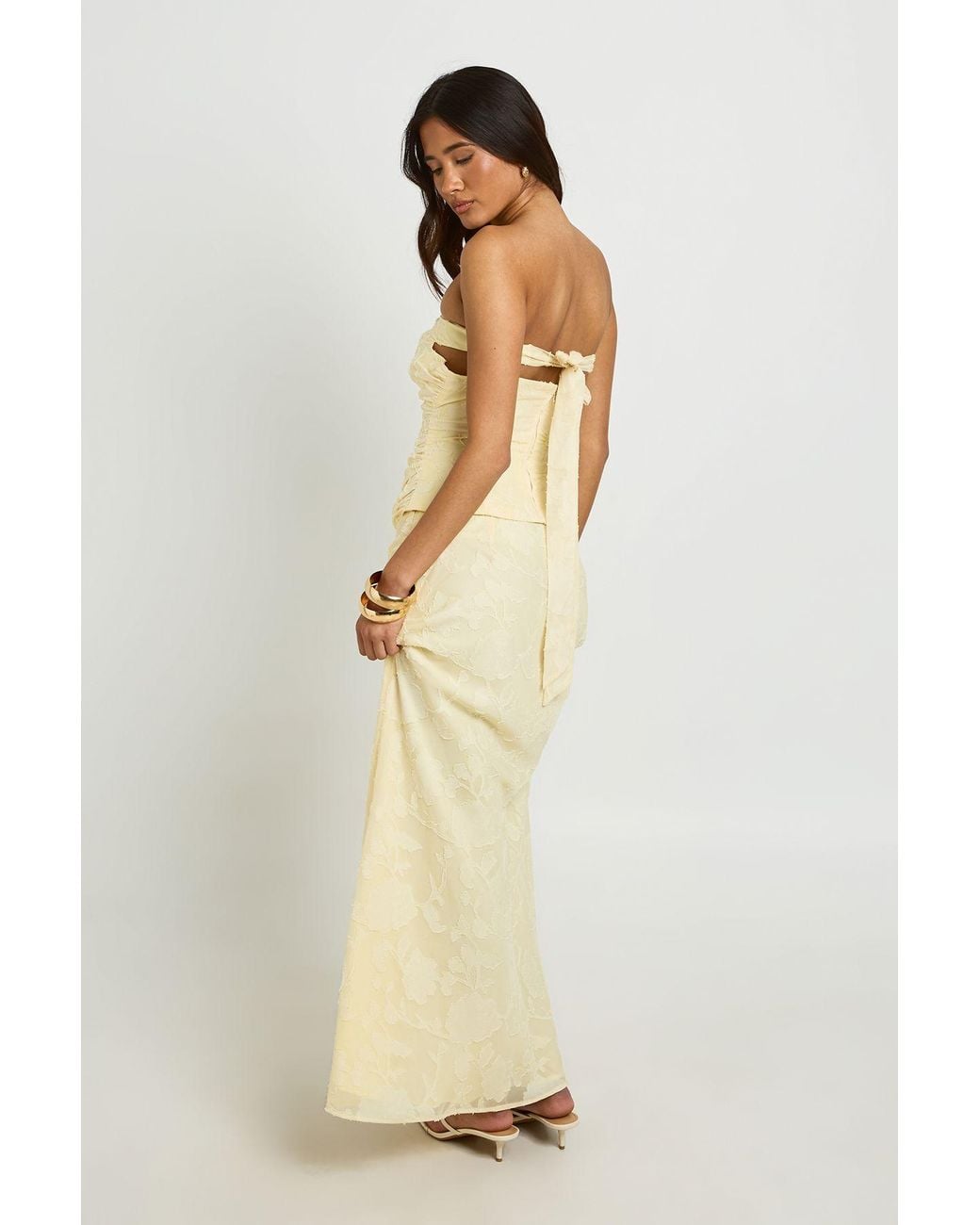 Boohoo White Jacquard Wrap Trim Maxi Skirt