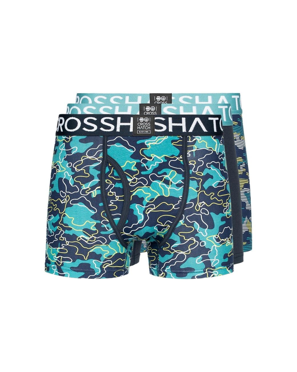 Crosshatch Blue Linamo Mve Open Fly Boxer Shorts (Pack Of 3) for men