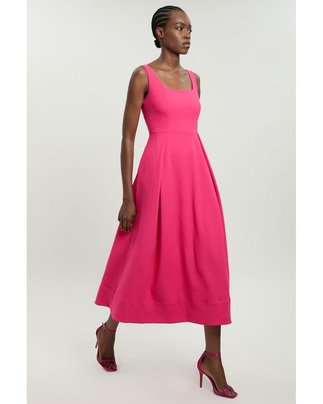 Karen Millen Pink Tailored Full Skirt Midi Dress