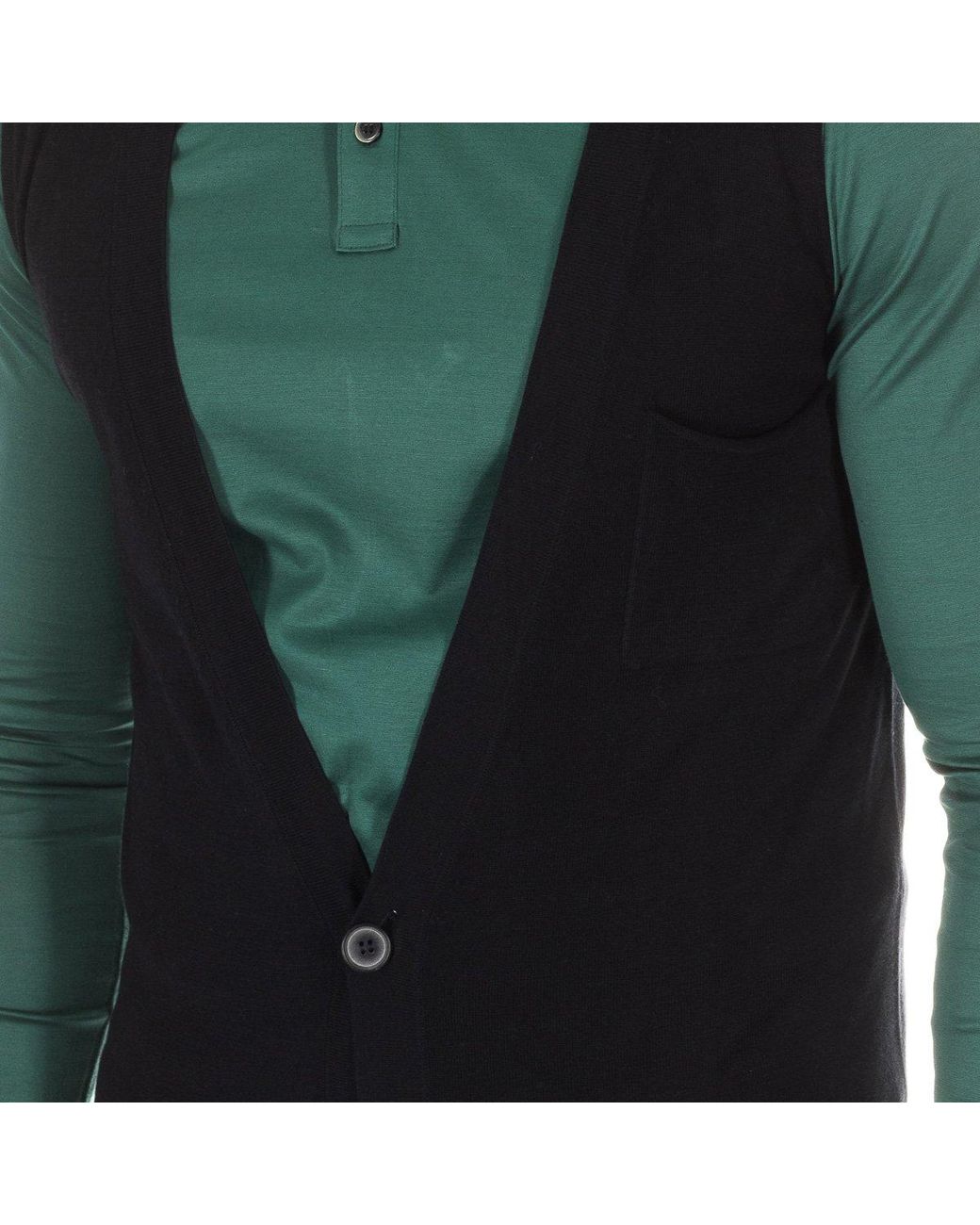 Armand Basi Herenvest Met V-Hals En Knoopsluiting Beh0224 in het Green voor heren