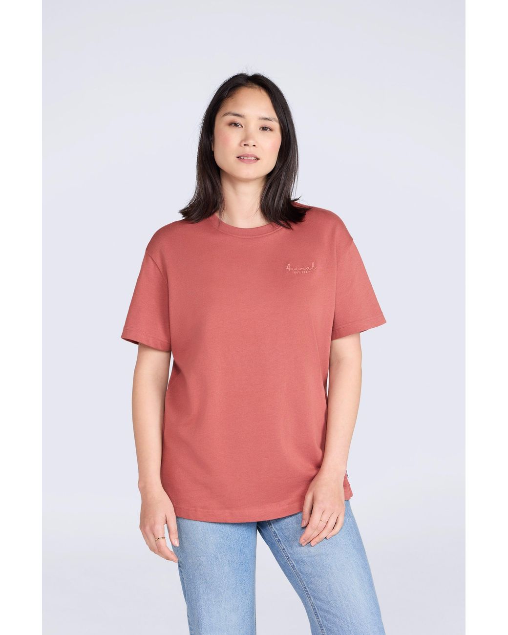Mountain Warehouse Red 'Grace' Heavyweight T-Shirt 100% Cotton Casual Short Sleeve Summer Top