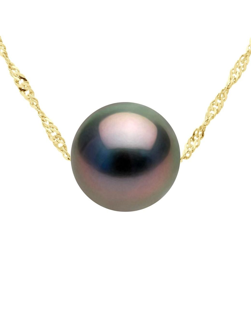 Ateliers Saint Germain Blue Necklace Real Cultured Tahiti Pearl Passing Through Round 9-10 Mm