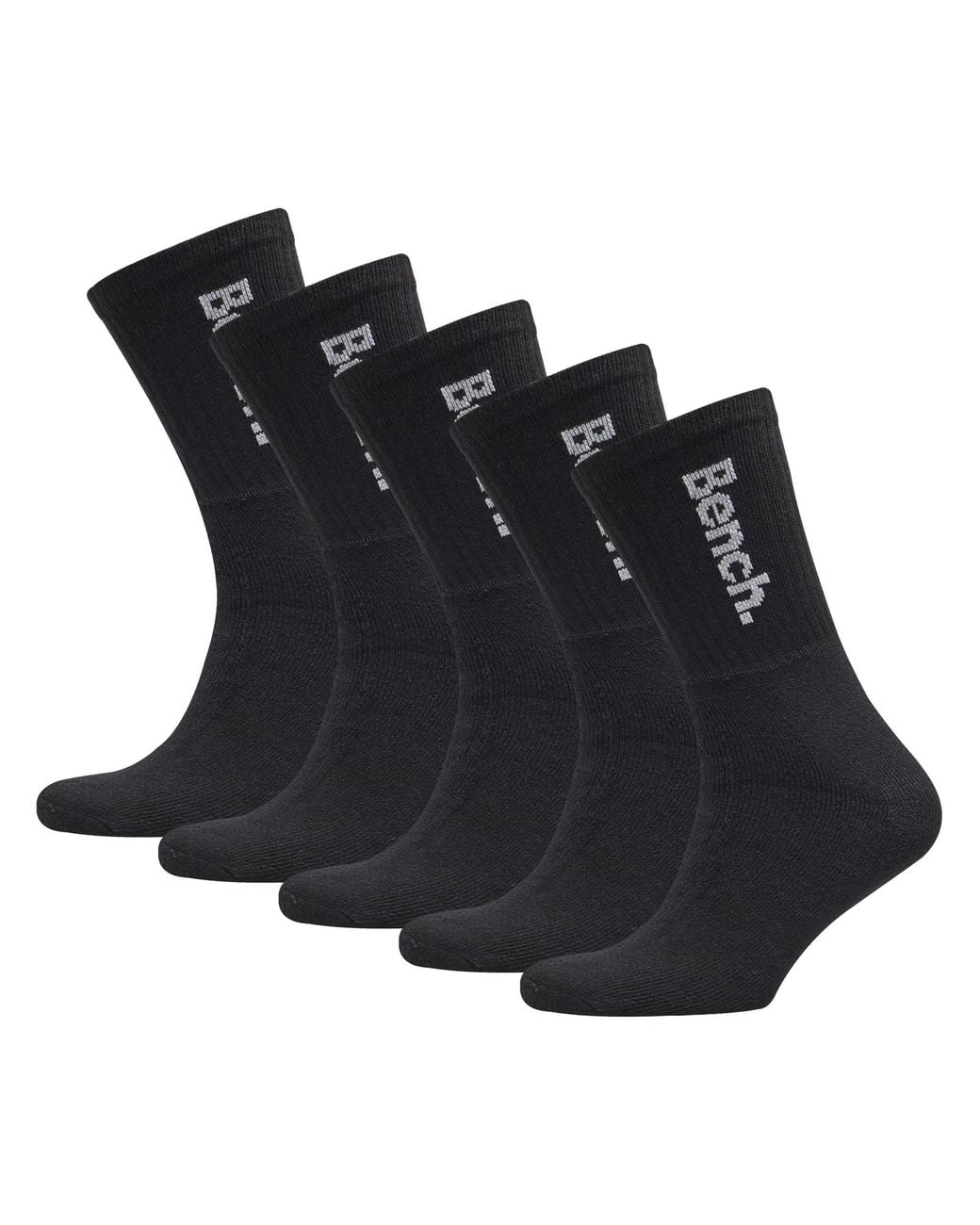 Bench Black 5 Pairs Crew Cotton Socks for men