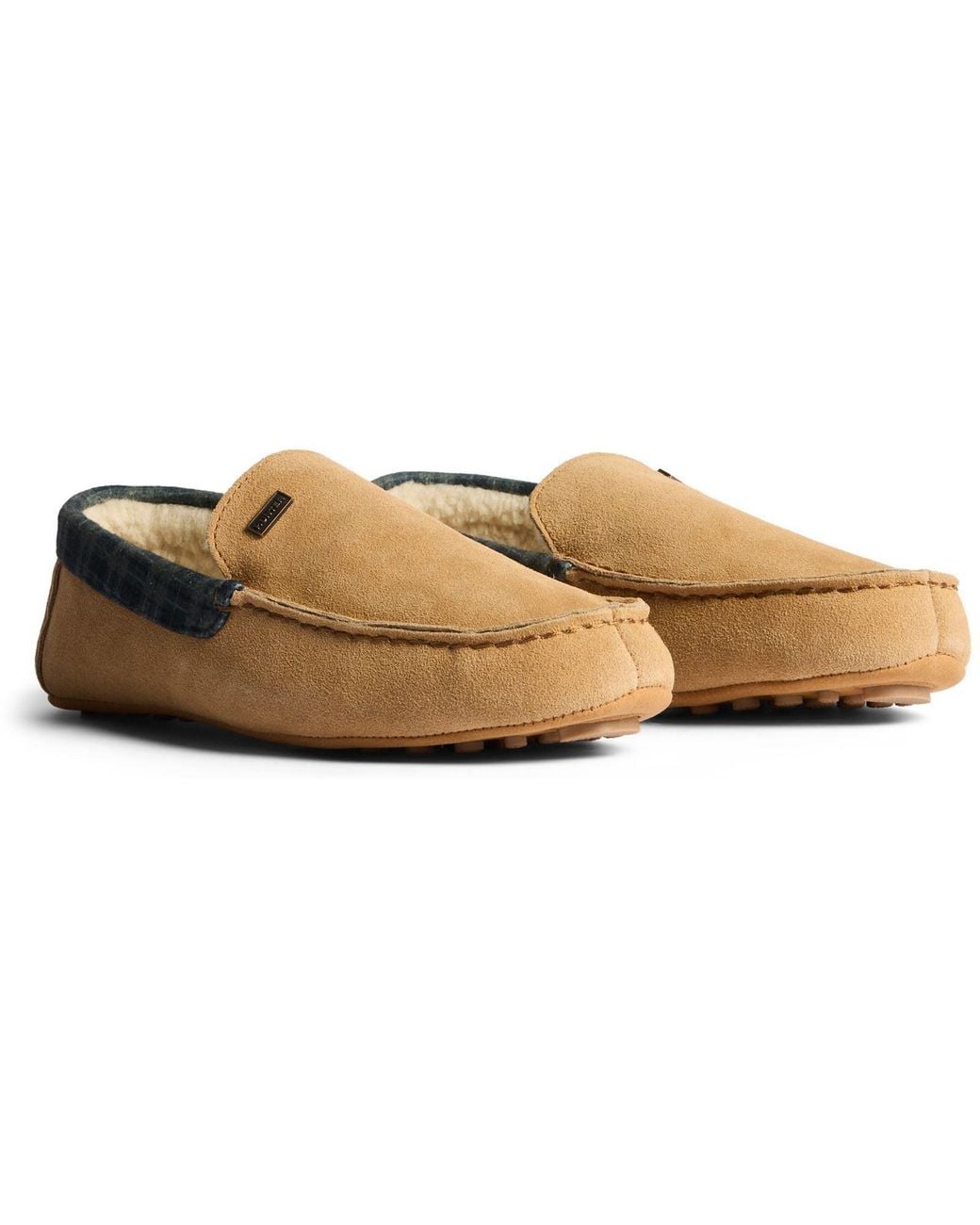 Hunter Brown Moccassin Suede Slippers for men