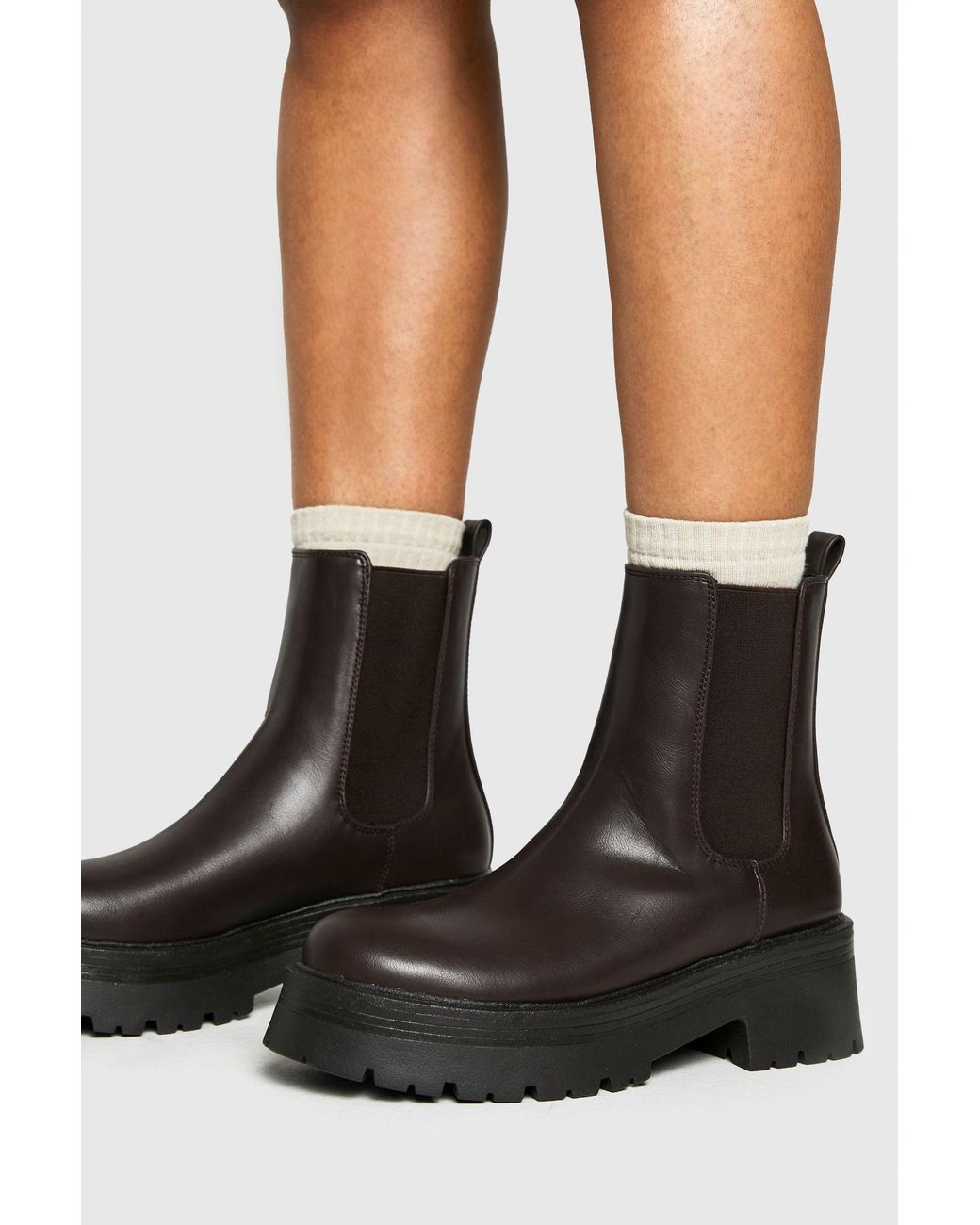 Boohoo Black Chunky Elastic Panel Chelsea Boots