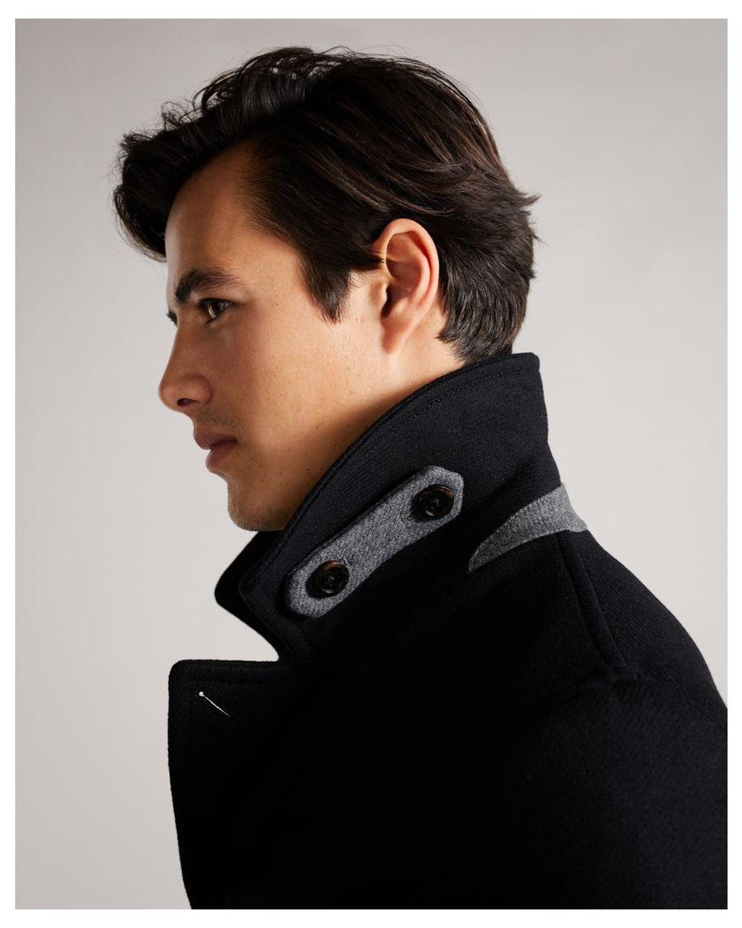 Ted Baker Grilldd Wool Peacoat in Black for Men Lyst UK