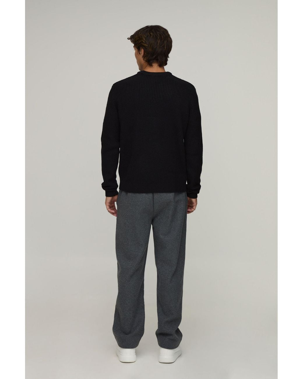 BoohooMAN Black Regular Fit Ribbed Knitted Jumper for men