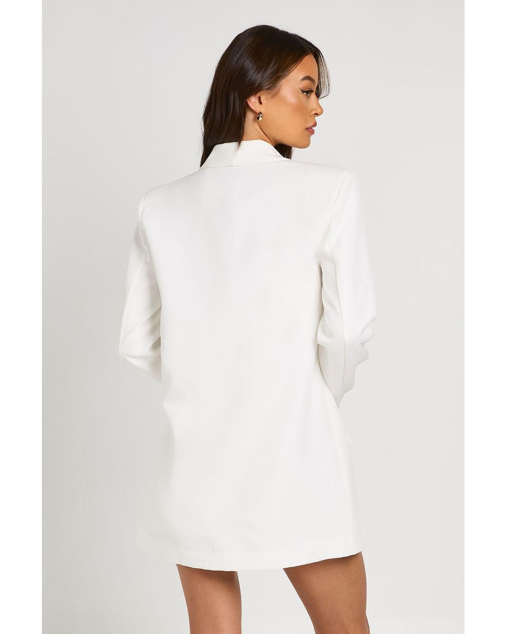Boohoo White Tall Shoulder Pad Plunge Oversized Blazer
