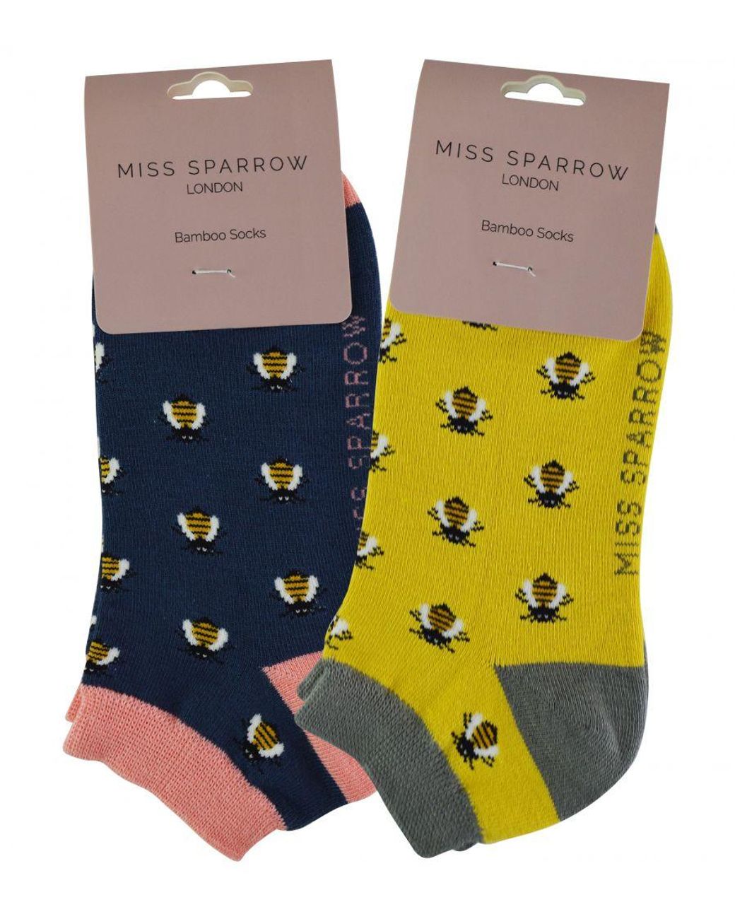 Miss Sparrow Blue 2 Pair Multipack Ladies Bamboo Trainer Socks