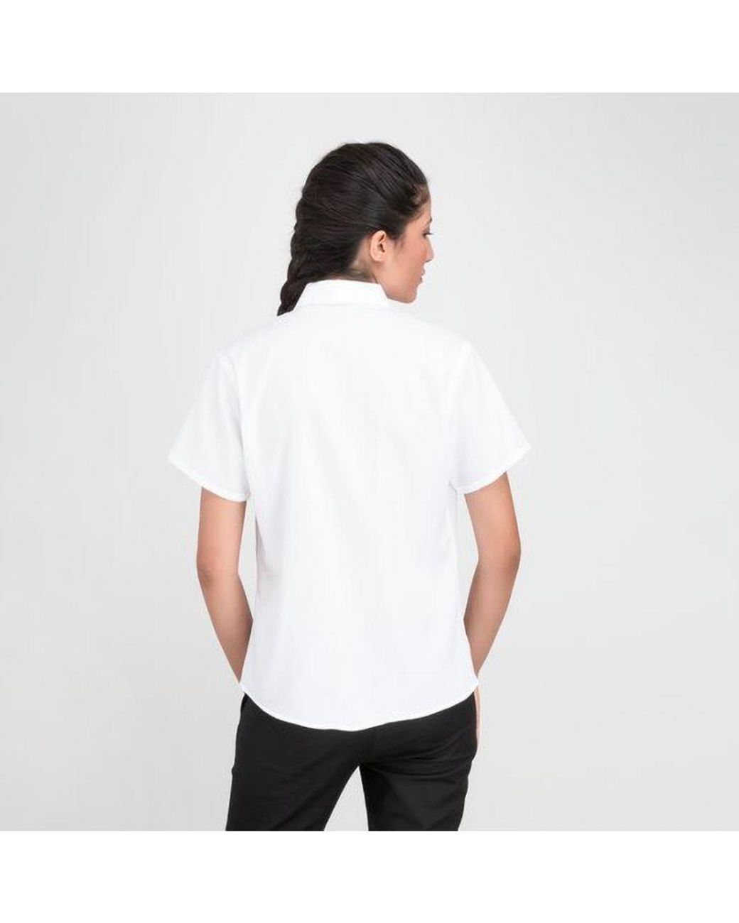 Russell White Collection Ladies/ Short Sleeve Ultimate Non-Iron Shirt Cotton