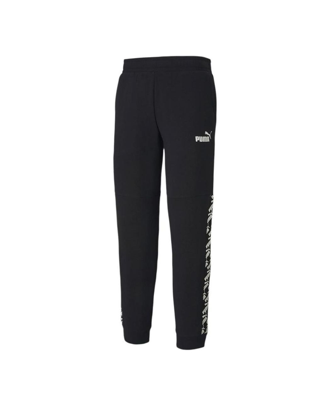 PUMA Black Amplified Track Pants Taped Logo Joggers for men