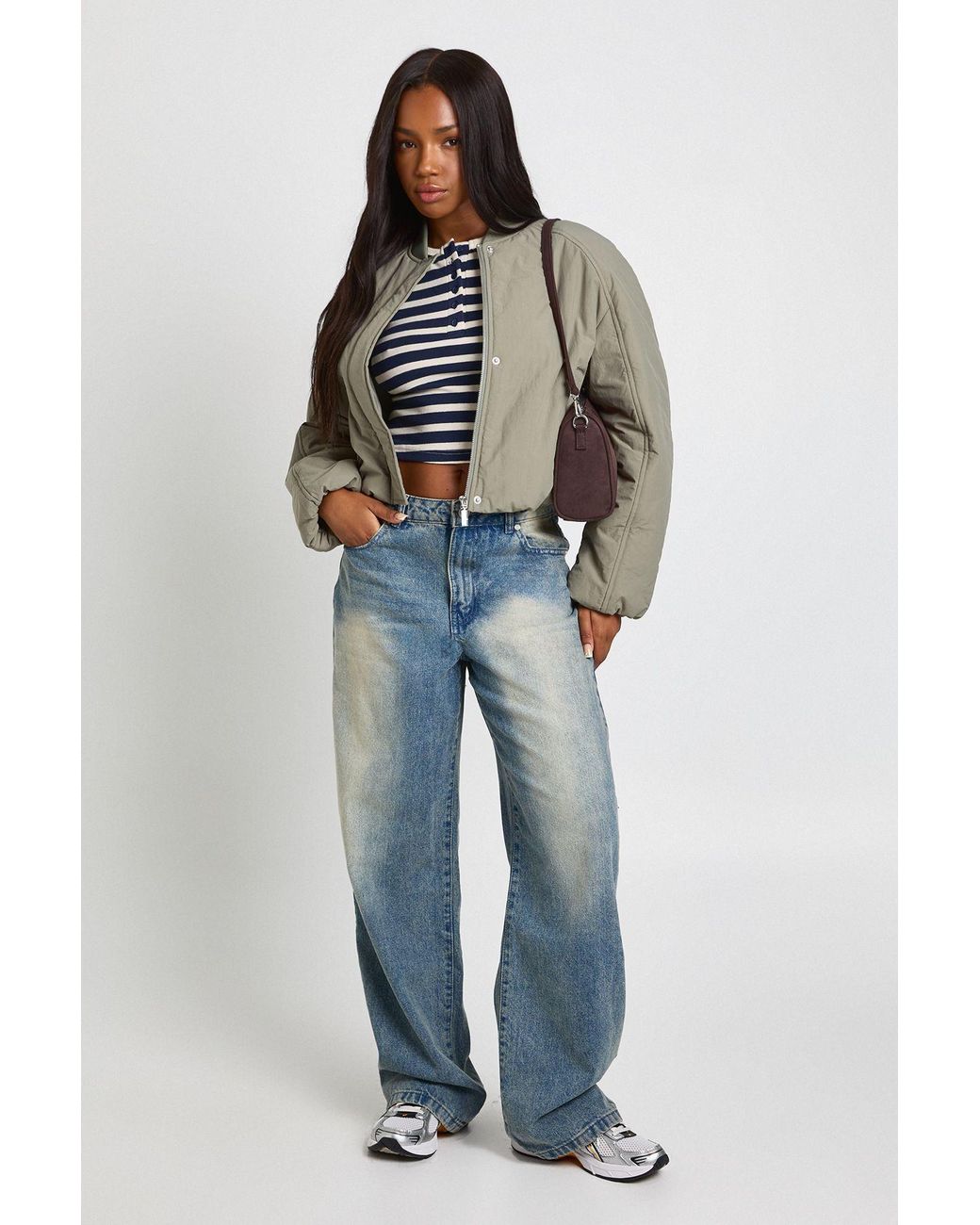 Boohoo Blue Oversized Bomber Jacket