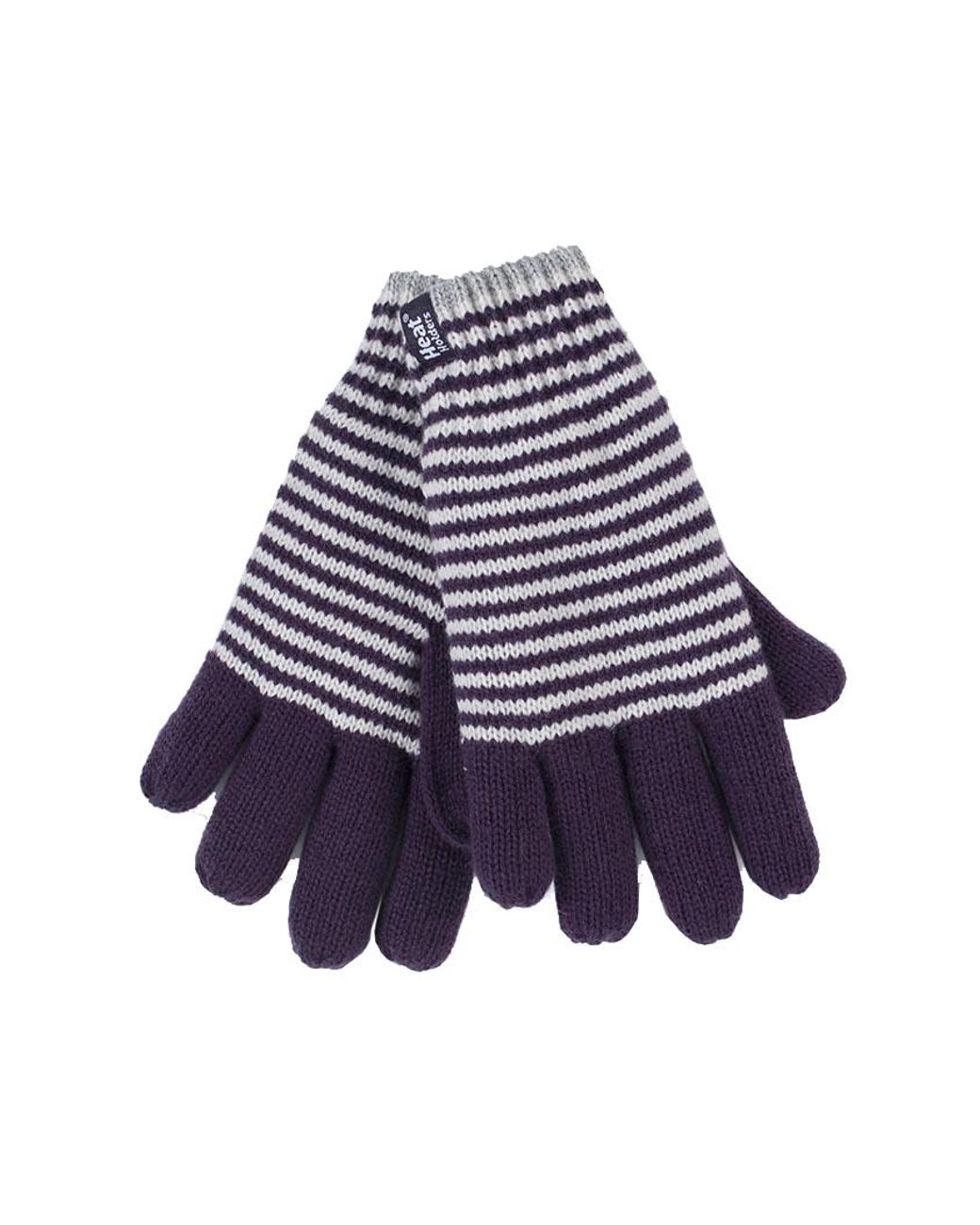 Heat Holders Blue Striped Fleece Lined Thermal Gloves